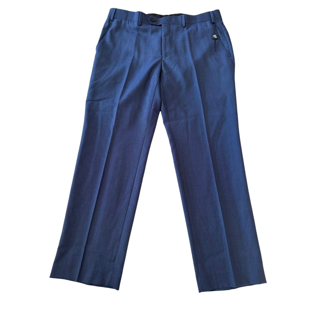Lauren Ralph Lauren Mens Blue Wool Blend Dress Pants 36W x 29L Natural Stretch